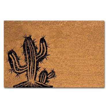 Imagem de XTDJJKK Capacho de coco engraçado cacto bem-vindo varanda pátio garagem entrada área decoração tapetes para entrada tapetes com suporte resistente antiderrapante exterior marrom coco tapete de