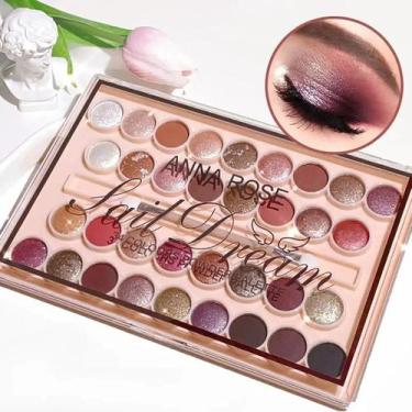 Imagem de Paleta De Sombras De 34 Cores Fosca Brilhante À Prova D'água Resistent