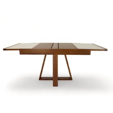 Imagem de Mesa De Jantar Extensível 178x78cm Tampo Vidro Atena Pinhão
