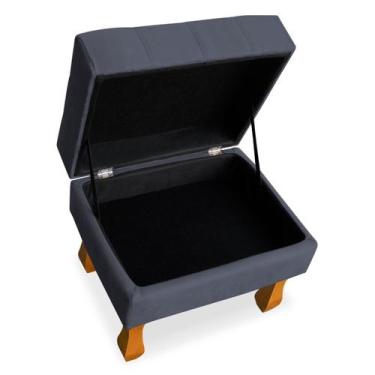 Imagem de Puff decorativo retrô baú 60cm suede - SRJ IMÓVEIS, CINZA