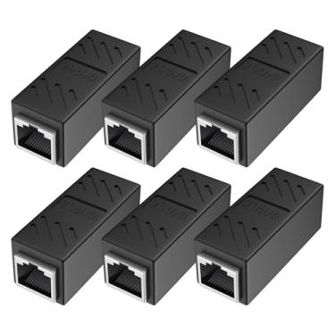 Imagem de amooma Acoplador RJ45 Ethernet - fêmea para fêmea, para modem roteador de PC PS5 Xbox, acoplador em linha para cabo Ethernet Cat6/Cat5e/Cat5 (pacote com 6)