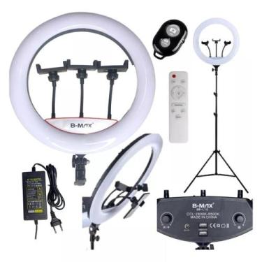 Imagem de Ring Light Grande com Tripé 2,10m  Iluminação LED para Estúdio e Lives