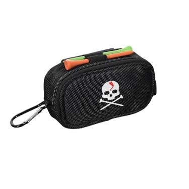Imagem de DGZW Bolsa Organizadora Para Bola De Golfe Com Caveira, Suporte Acessórios, Cinto Poliéster, Armazenamento Chaves, Marcador, Bolso Zíper, Gancho, Presente Esportivo Durável (Preto)