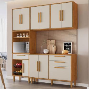 Imagem de Cozinha Compacta Lorena 10 Portas 2 Gavetas com Fruteira Nature/Off Wh
