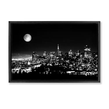 Imagem de Stupell Industries Arte de parede em tela flutuante moldura preta luzes da cidade à noite por Danita Delimont, 78 x 53 cm