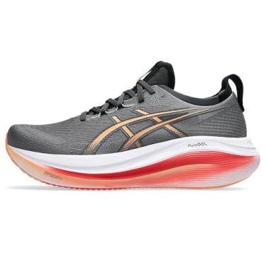 Imagem de PRETênis Asics Gel Nimbus 27 Cinza Laranja e Vermelho - Masculino - 42 - Cinza