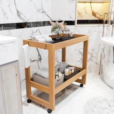 Imagem de Aparador Apoio Carrinho Multiuso Orfeu com Rodízio para Cozinha Banheiro Buffet Manicure (Preto)