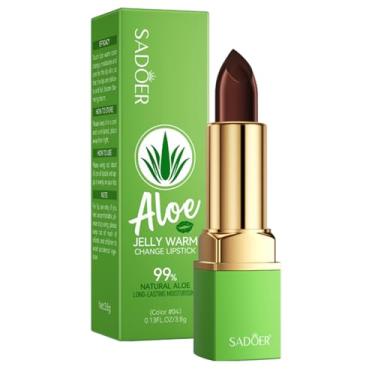 Imagem de SADOER Aloe Jelly Mudança de Cor a Calor, Batom Jelly, Hidratante com Brilho de Longa Duração, 5 Tons, 3,8g (Batom #05 3,8g)