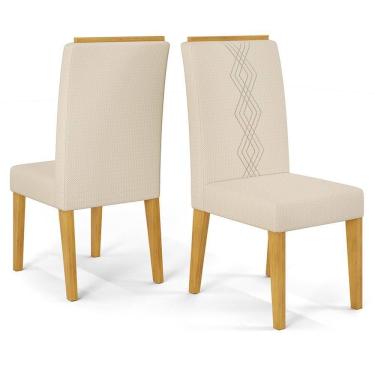 Imagem de Kit 2 Cadeiras De Jantar Estofadas Yasmin Dj Moveis Linho Neve Cedro