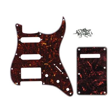 Imagem de ROZILO Conjunto de placa traseira de guitarra com 11 furos Dark Tortoise Strat HSS para Fender EUA/México, peça de guitarra Stratocaster padrão