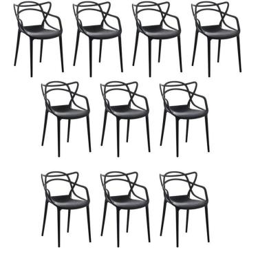 Imagem de Kit 10 Cadeiras Allegra Flex 85cmx54cmx56 Cm Preto