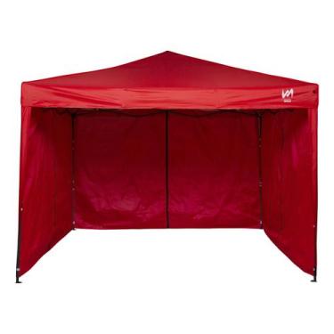 Imagem de Gazebo Dobrável 3x3 Tendas Wild - Praia E Campo 3 Paredes - Vermelha