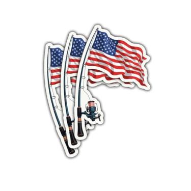 Imagem de 3 adesivos de bandeira americana de pesca, adesivo de clube de pesca, adesivos patrióticos de pescador dos EUA 7,6 cm à prova d'água para barco, caixa de equipamento, refrigerador, presentes para
