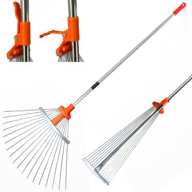 Imagem de Vassoura Rastelo Metálica Regulável com Cabo, Hastes Antiferrugem Abertura de 18 a 57cm e Alcance de Altura de 120 a 159cm - Merax