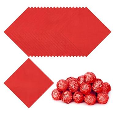 Imagem de PATIKIL Embalagens de doces de 7 x 7 cm, 200 peças de papel de embrulho de chocolate para decoração de doces caseiros de caramelo faça você mesmo, embalagem de bolo de chocolate, vermelho claro
