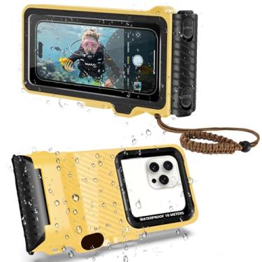 Imagem de Capa de telefone à prova d'água para mergulho com snorkel e mergulho (10 m), capa rígida à prova d'água IP68 para natação, capa universal para tela sensível ao toque subaquática compatível com iPhone
