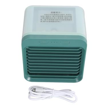 Imagem de Ventilador de névoa portátil USB Recarregável 5000mAh Bateria de um ventilador de resfriamento de ar com tanque de água de 200 ml para acampamento ao ar livre mesa de mesa interna (Verde)