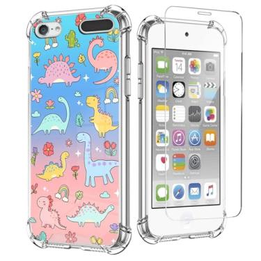 Imagem de KANGHAR Capa para iPod Touch 7/6/5, design de dinossauro fofo com protetor de tela TPU macio à prova de choque para iPod Touch 5ª/6ª/7ª geração