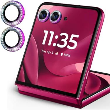 Imagem de Zeking (2 conjuntos para Motorola Razr 60 Ultra/Motorola Razr Ultra 2025 protetor de lente de câmera, anel individual de metal brilhante brilhante [kit de alinhamento da bandeja de instalação] (cor