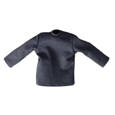 Imagem de Kokiya Camisas de manga comprida em escala 1/12, pulôver casual, moda pequena, camisetas em miniatura, fantasia para corpo de boneca masculina de 6, Cinza
