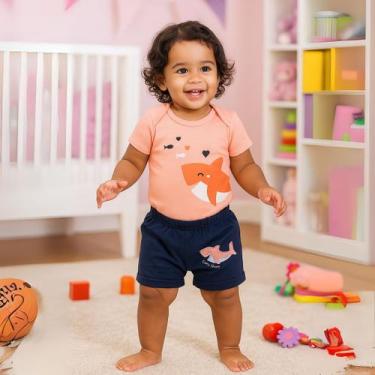 Imagem de Roupa bebe Body manga curta e Shorts com punho algodão kit 2 peças Men