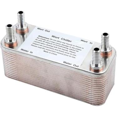 Imagem de Trocador De Calor Trocador De Calor De Placas De Aço Inoxidável Resfriador De Mosto De 30 Placas Resfriador De Fabricação De Cerveja Com 1/2 "barb Alta Eficiência Térmica