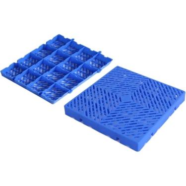 Imagem de Almofada De Mercadorias De Armazenamento De Paletes Encaixáveis De Plástico, Paletes De Plástico Para Armazenamento No Porão, Intertravamento Palmani Leve, Paletes, 3pcs, 20x20x2in