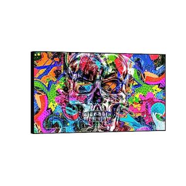 Imagem de LXURY Impressões de arte de parede de graffiti abstrata moderna - Imagem criativa de arte em tela de caveira de grafite colorido - Pôster de pintura de arte para quarto de menino decoração de casa 50