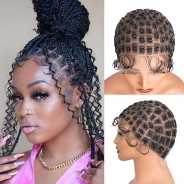 Imagem de Suntefic Touca de peruca trançada com cabelo de bebê touca de peruca de crochê para tranças de crochê cabelo sem cola duplo hd hd touca de peruca para mulheres negras (cabelo humano de bebê-125)