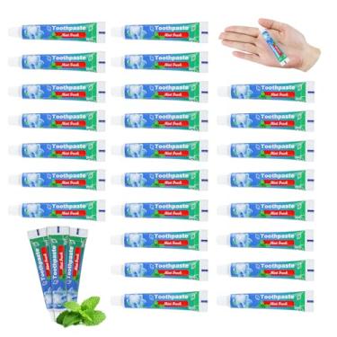 Imagem de HAIFOTRVA Pasta de dente tamanho viagem a granel, 100 tubos, 10 gramas, pasta de dente extra pequena, tamanho para viagem, 2 x 9 cm, sabor menta, mini pasta de dente descartável para hotéis,
