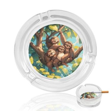 Imagem de Cinzeiro de cristal de preguiça fofo, cinzeiro redondo de vidro resistente para fumar cinzeiro moderno decorativo portátil para uso em casa, escritório, interior, exterior, pátio