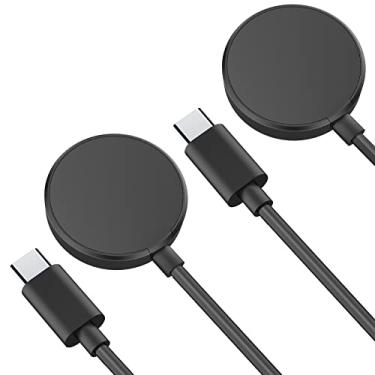 Imagem de Pacote com 2 cabos de carregador USB tipo C para Galaxy Watch 8/7/6 Classic/6/5 Pro/5/4/4 Classic/3/Active 2/Active, base de carregamento sem fio portátil de 3,3 pés