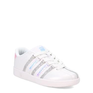 Imagem de K-Swiss Tênis infantil clássico VN, Branco/Sereia cintilante, 5 Big Kid