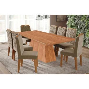 Imagem de Sala de Jantar Completa Helena Tampo Madeirado 210x100cm e 8 Cadeiras 