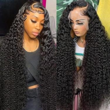 Imagem de Perucas de cabelo humano onduladas de água 33 x 15 cm para mulheres 250% densidade HD transparente encaracolado frontal perucas pré-arrancadas com cabelo de bebê, sem cola, perucas frontais de renda