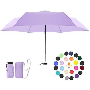 Imagem de Guarda-chuva LEAGERA Compact Mini Travel com estojo roxo claro