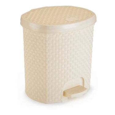 Imagem de Lixeira Com Pedal Rattan 6 Litros P Cozinha Banheiro CREME - NITRON