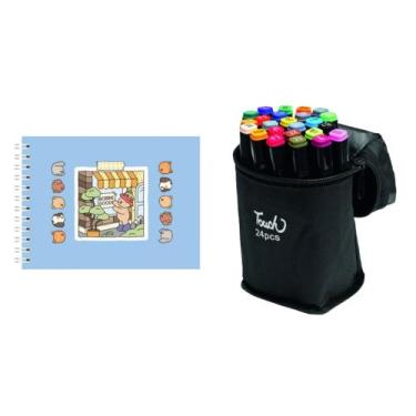 Imagem de Kit Livro De Colorir bobbie goods + Estojo Caneta Marcadores Canetinha