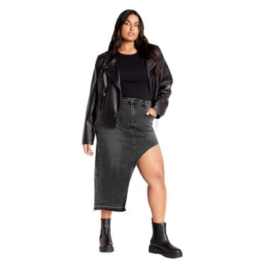 Imagem de City Chic Saia feminina plus size Remi, preta WASH