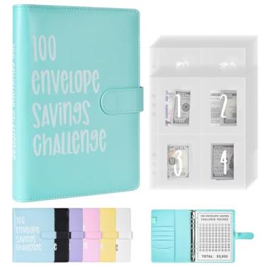 Imagem de Fichário de desafio de 100 envelopes, desafio de economia de dinheiro 100 envelopes, fichário de orçamento para economizar dinheiro A5 com envelopes de dinheiro para economizar $5.050 planejador de