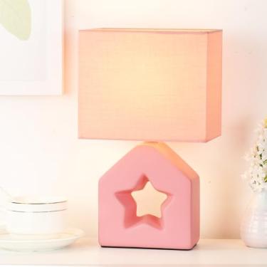 Imagem de Lampwell Vera Candeeiro de mesa pequeno para sala de estar como luminária de mesa de cabeceira para quarto, luminária de mesa noturna infantil de cerâmica moderna, 17 x 12 x 10 x 27 cm, lâmpada