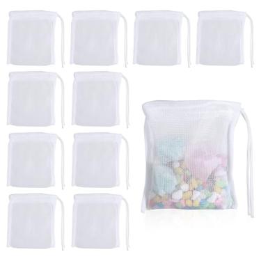 Imagem de QfwdfcTrenz 10 sacos de filtro de mídia de aquário para carvão ativado, sacos de filtro de malha de 10 x 9 cm para aquário, bolsa de filtros de carbono para aquários, bolsa de filtros de mídia de