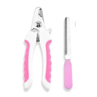 Imagem de Kit Alicate de Unha e Lixa para Pets - Cães e Gatos Corte Seguro e Preciso Design Ergonômico, Ideal para Filhotes, Adultos e Idosos Aço Inox Quays (Rosa)