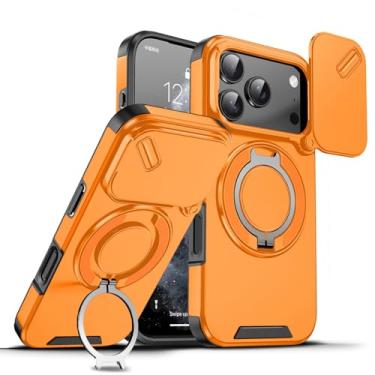 Imagem de MRRSIWEI Capa para APP 107 Pro com capa de câmera deslizante, proteção contra quedas de grau militar, resistente, à prova de choque, com suporte de rotação de 360° para IPE 107 Pro. Slide laranja
