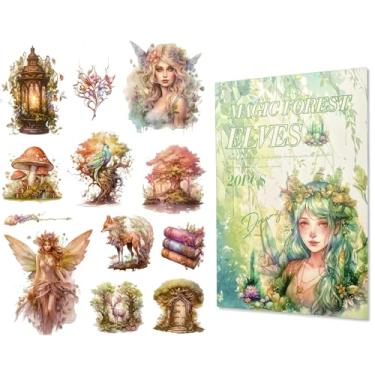 Imagem de TIAMECH Livro de adesivos Phantom Forest Spirit – Série Magic Elves, 20 folhas de adesivos PET e Washi para álbuns, coisas efêmeras, à prova d'água, materiais de diário e artesanato DIY (tamanho 26,6