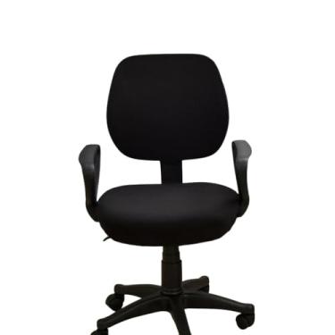 Imagem de Lzyjckh Capa elástica para cadeira de escritório, 2 peças Capas universal para assento de cadeira de escritório com divisão Capa removível, lavável e giratória para cadeira,Black