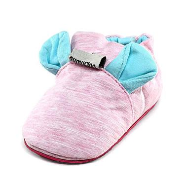Imagem de Botas para meninos e meninas OAISNIT – Sola de borracha antiderrapante de algodão para bebês primeiros passos meias de inverno, 4-pink, 0-6 Months Infant