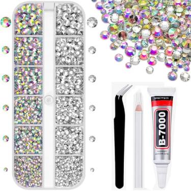 Imagem de 4660 peças, 4 tamanhos (2-5 mm) strass de resina para artesanato com cola b7000 transparente com ponta de precisão, cristal deslumbrante de cristal plano para artesanato faça você mesmo, canecas de