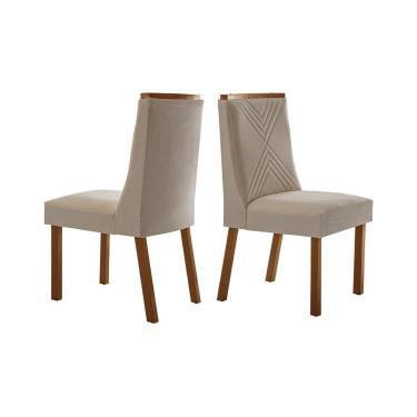 Imagem de Cadeira de Cozinha Montreal Kit 2 Un Imbuia/Suede Creme - Rufato