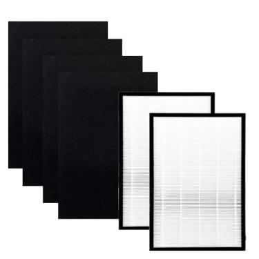 Imagem de Filtro FLT5600 para purificador de ar GermGuardian AC5600WDLX N AC5600W AC5600WFL FLT56CB4, 2 pacotes True HEPA e 4 pacotes de carvão ativado